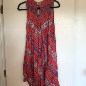 Coral and purple printed sundress